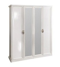 Шкаф Натали 4-дверный (2+2) с зеркалом белый глянец