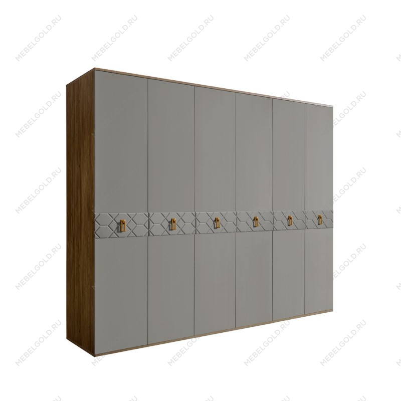 Шкаф 6-ти дв. Bogemia Woodline Fa (Серый/Золото) БМШ2/6(Fa)