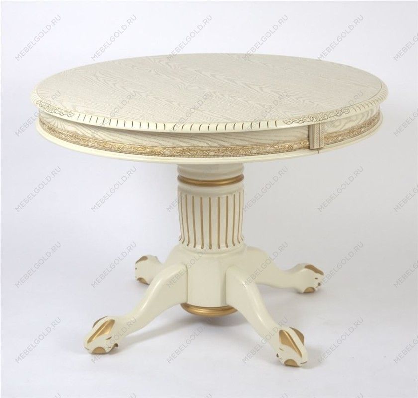 Стол круглый Милорд-110 (ноги Азия/слоновая кость 1013 + патина золото)