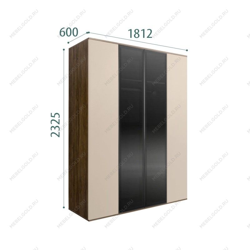 Шкаф 4-х дв. Bogemia Woodline Air (Ваниль/Черный) БМШ2/42(2)