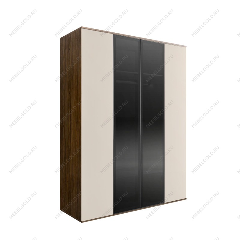 Шкаф 4-х дв. Bogemia Woodline Air (Слоновая кость/Черный) БМШ2/42(2)