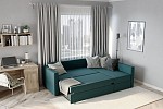 Диван угловой трехместный Вало с длинным подлокотником, сине-зелёный, рогожка | изображение 3