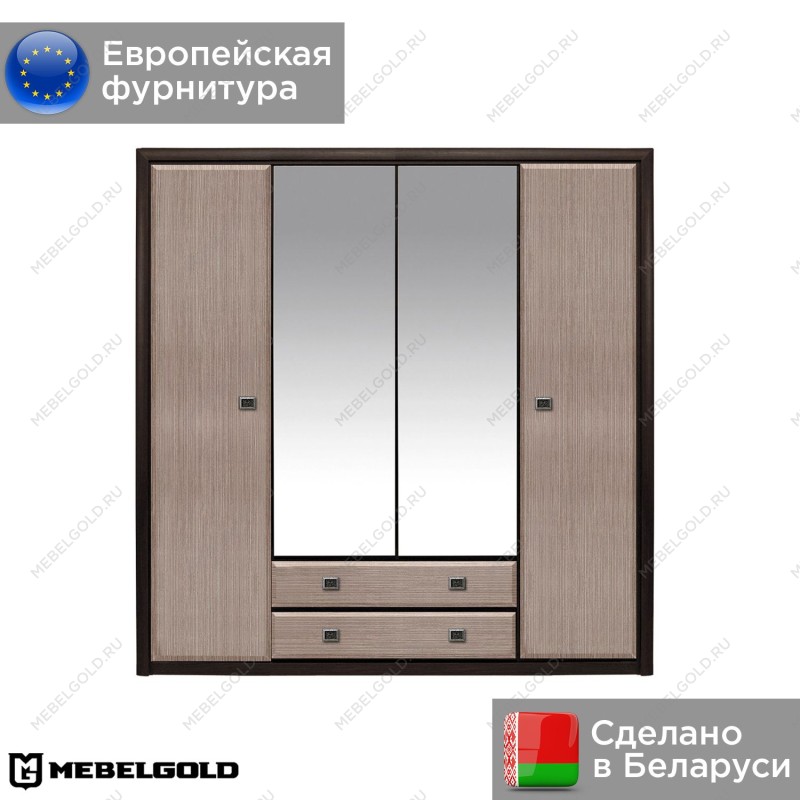 Шкаф платяной Коен SZF 4D2S Венге/Штрокс (NEW) | изображение 1