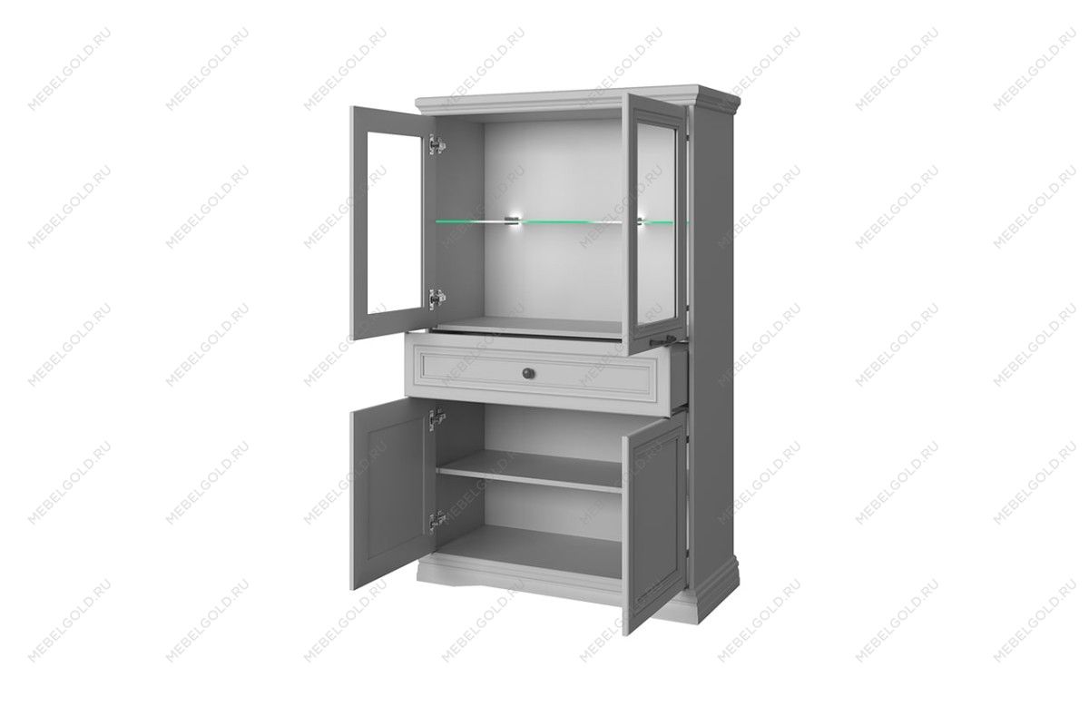 Шкаф с витриной Валенсия 2V2D1S серый | изображение 1